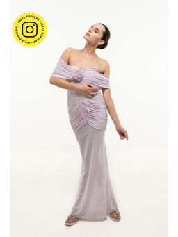 SOTBELLA - Lavender Strapless RUCHED FLARED DRESS