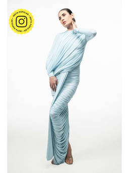 SOTBELLA - Ice Blue Draped Dress