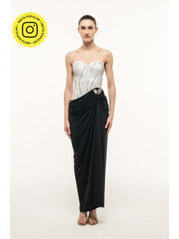 SOTBELLA - Strapless Dress with Embellished Bust and Draped Skirt