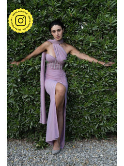 SOTBELLA - Dusty Lavender Draped Maxi Dress