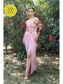 SOTBELLA - Pink Blush Floral Corset Drape Maxi