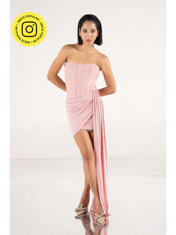 SOTBELLA - Pink Draped Corset Mini Dress
