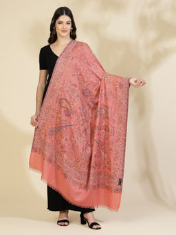 Zamour - Peach Kani Paisley Weave Wool Shawl