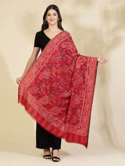 Zamour - Red Kani Paisley Weave Wool Shawl