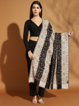 Zamour - Multi-Color Floral Pattern Two Tone Kani Wool Shawl