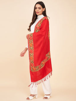 Zamour - Women Red Kashmiri Daur Embroidered Stole