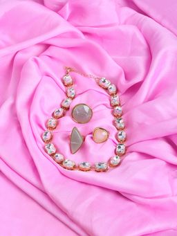 Lilly & Sparkle - Gold-Plated White Stone Studded Jewellery (Set of 4)