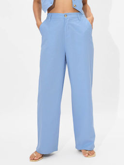 The Souled Store - Carolina Blue Women Linen Pants