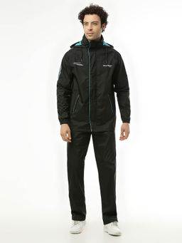 ZEEL - Midnight Black & Green Raincoat with Pant (Set of 2)