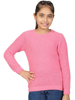Cantabil - Girls Pink Woven Sweater