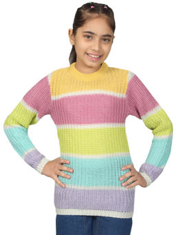 Cantabil - Girls Multi-Color Colorblock Sweater