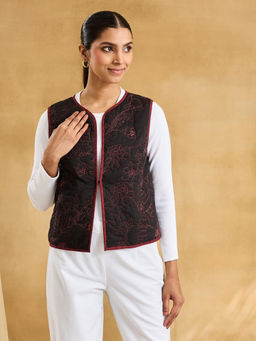 Fabindia - Black Cotton Hand Embroidered Jacket