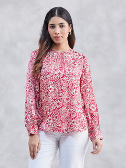 Fabindia - Pink Rayon Blend Floral Top
