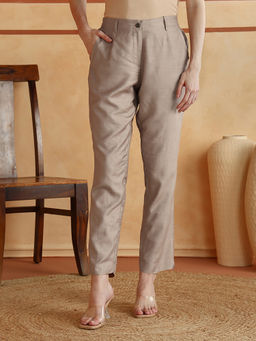 Fabindia - Grey Viscose Silk Slim Fit Kosi Pant