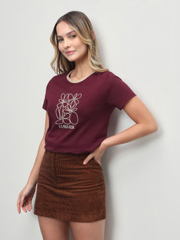 U.S. POLO ASSN. - Women Embroidered Brand Printed Regular Fit T-Shirt