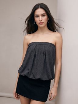 Outzidr - Black Tube Flouncy Solid Top