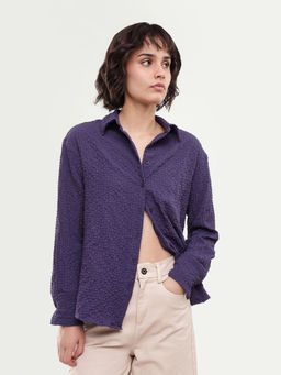RAREISM - Self Design Deep Purple Women Shirt