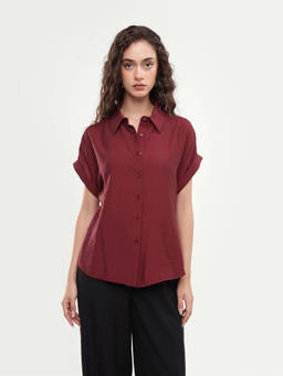 RAREISM - Solid Dark Red Women Shirt