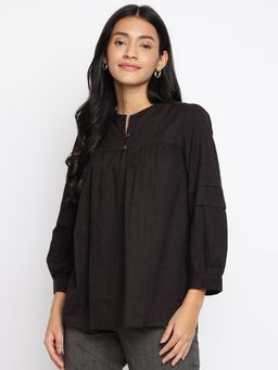 Fabindia - Black Cotton Flared Top