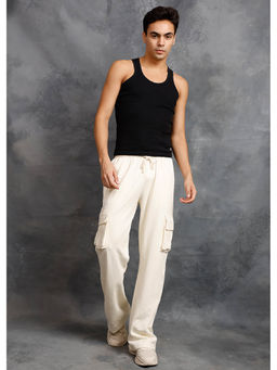 PRONK - Men Premium Terry Cargo Pants - Off White