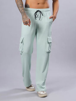 PRONK - Men Premium Terry Cargo Pants - Mint Green