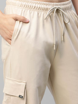 PRONK - Men Premium Terry Cargo Pants - Beige