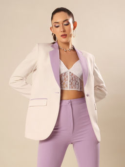 VOLCAPE - Off White Bianca Off White and Lavender Blazer