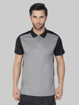 Vector X - Grey Polyester Regular Fit Sports Polo T-shirt For Men