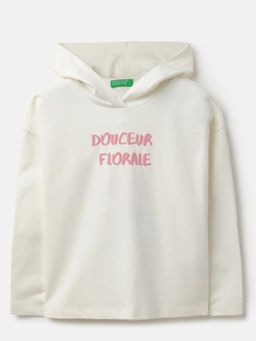 United Colors of Benetton - Hooded Neck Embroidered Vase In Pletch Sweatshirt