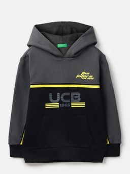 United Colors of Benetton - Hooded Neck Colorblock Black Sweatshirt