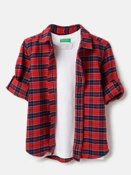 United Colors of Benetton - Checkered Bright Brushed Twill Shirt With T-Shirt
