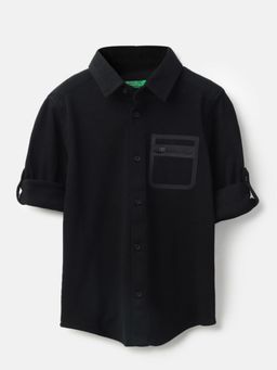 United Colors of Benetton - Solid Seam Seal Detail Knit Black Shirt