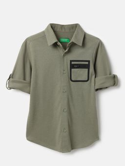United Colors of Benetton - Solid Seam Seal Detail Knit Olive Shirt