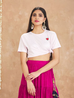 Gajra Gang - Pataka Kudi Pink Heart Badge Crop top GGTOP08