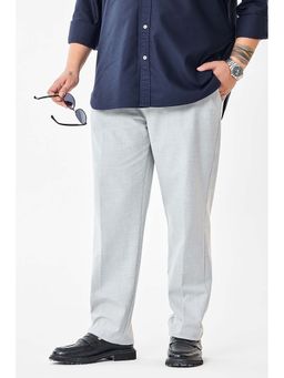 Snitch - Light Grey Solid Mid Rise Regular Fit Plus Size Trouser