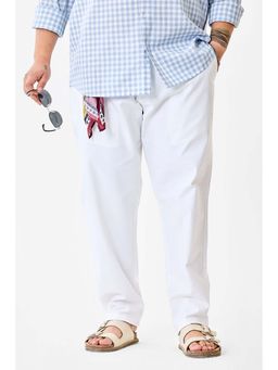 Snitch - White Solid Mid Rise Regular Fit Plus Size Trouser