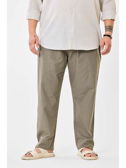 Snitch - Khaki Solid Mid Rise Regular Fit Plus Size Trouser