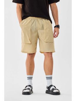 Snitch - Beige Textured Regular Casual Shorts for Men