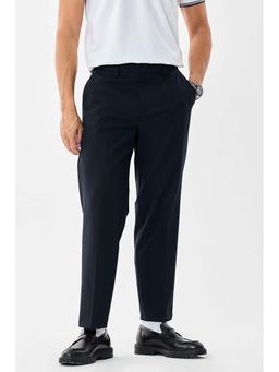 Snitch - Navy Blue Stretch Regular Fit Checks Trousers