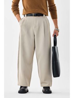 Snitch - Beige Baggy Stretch Trousers