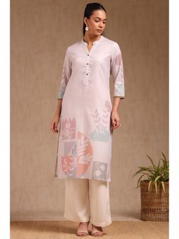Soch - Womens Beige Rayon Floral Print Kurta