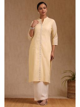 Soch - Womens Light Yellow Cotton Kurta