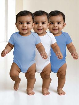 Nuego - Unisex Multi-Color Half Sleeve Solid Romper (Pack of 3)