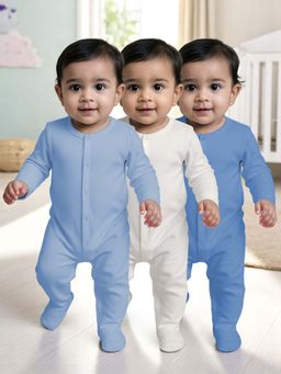 Nuego - Boys Multi-Color Full Sleeve Solid Bodysuits (Pack of 3)