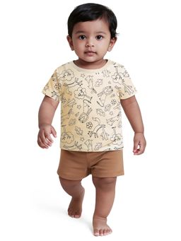 Nuego - Boys Yellow All Over Print T-Shirt with Shorts