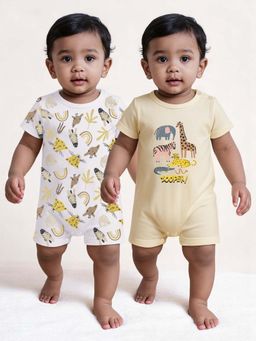 Nuego - Boys Multi-Color Animal Print Romper (Pack of 2)