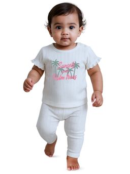 Nuego - Girls Off White Graphic Print Top with Leggings