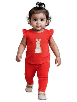 Nuego - Girls Red Animal Print Top with Leggings