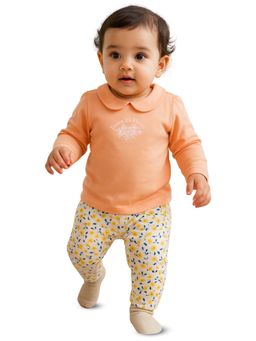 Nuego - Girls Peach Floral Print Top with Leggings