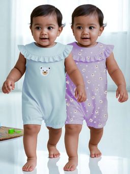 Nuego - Girls Multi-Color Animal Print Rompers (Pack of 2)